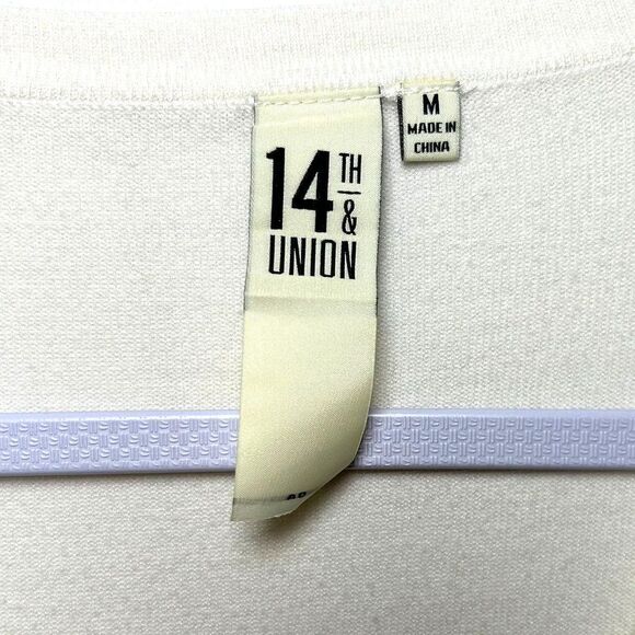 14th & Union cream knit button up 3/4 sleeve cardigan Medium - Picture 6 of 7